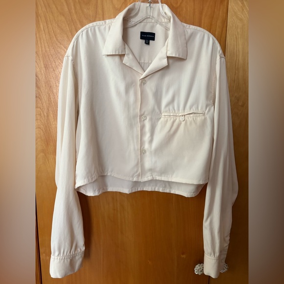 Club Monaco re done high low boxy cropped shirt size M - Picture 1 of 3